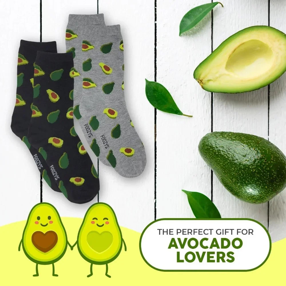 Avocado Healthy Fruit Guacamole Fun Novelty Crew Socks Foozys Women's 2 Pair